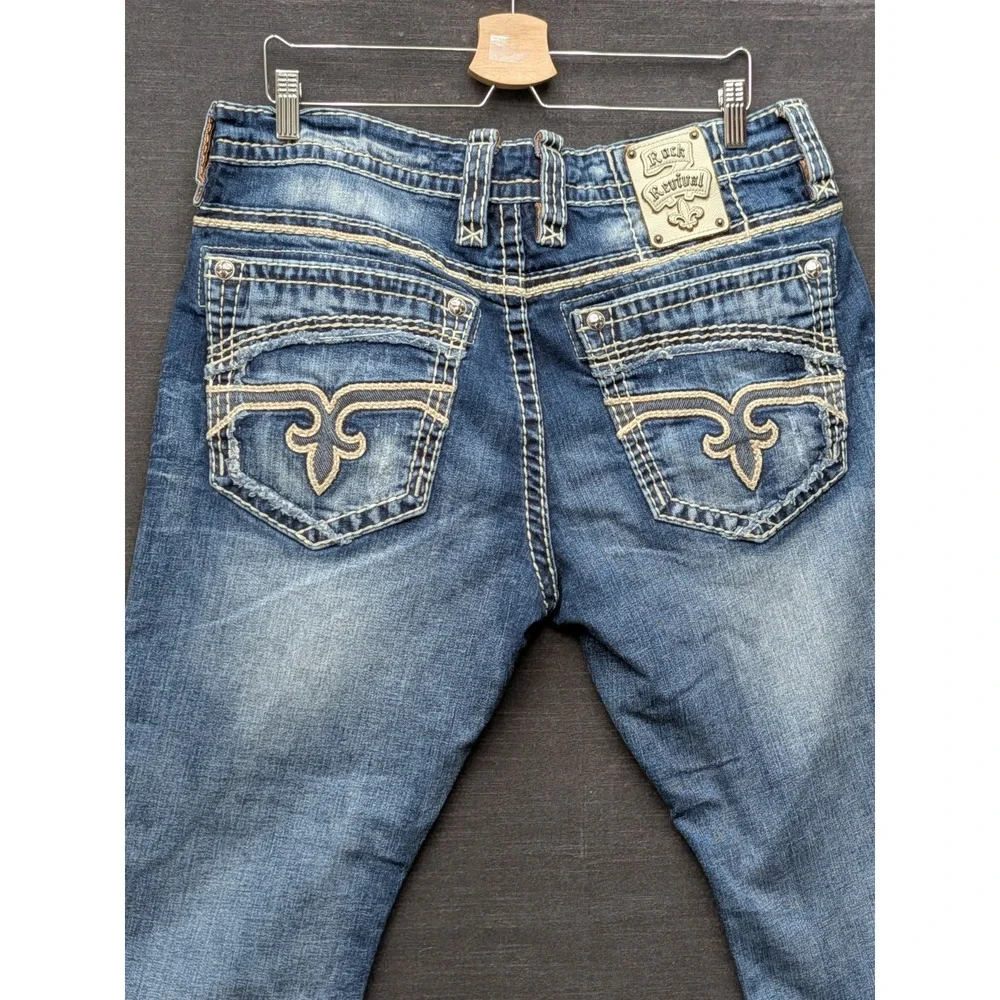 Rock Revival Ayden Slim Boot Jeans Men's Size 38 Embroidered Stretch 27